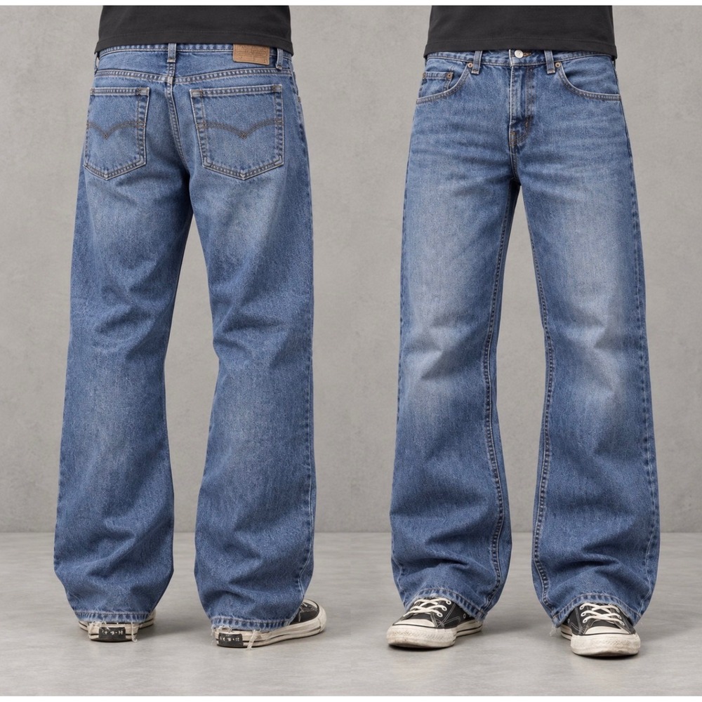 30x30 Blue Distressed Straight Leg Jeans Y2K 2000s